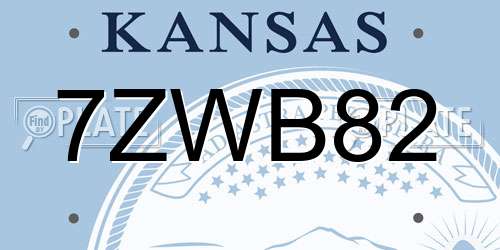 7ZWB82 Kansas License Plate