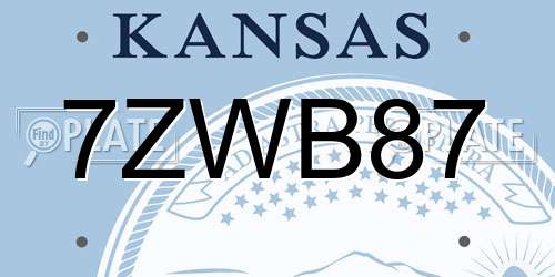 7ZWB87 Kansas License Plate