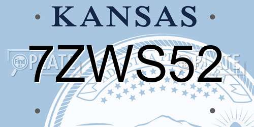 7ZWS52 Kansas License Plate