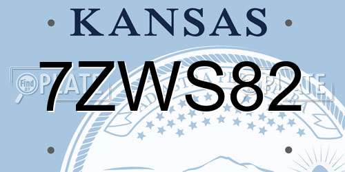 7ZWS82 Kansas License Plate