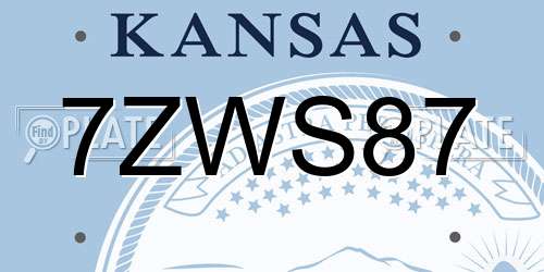 7ZWS87 Kansas License Plate