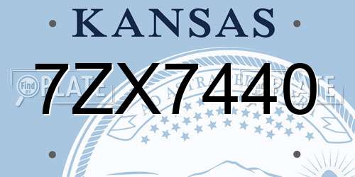 7ZX7440 Kansas License Plate