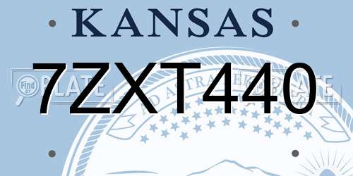 7ZXT440 Kansas License Plate