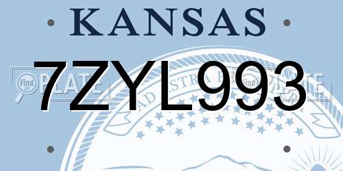7ZYL993 Kansas License Plate