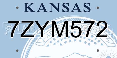 7ZYM572 Kansas License Plate