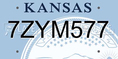 7ZYM577 Kansas License Plate