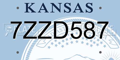 7ZZD587 Kansas License Plate