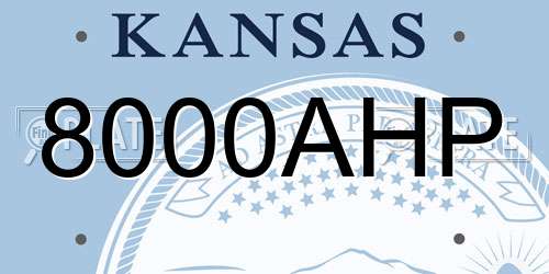8000AHP Kansas License Plate