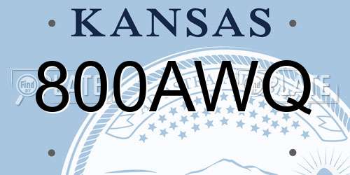 800AWQ Kansas License Plate