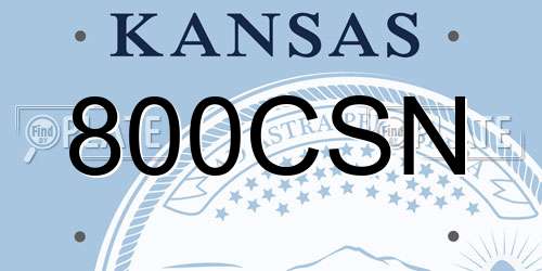 800CSN Kansas License Plate