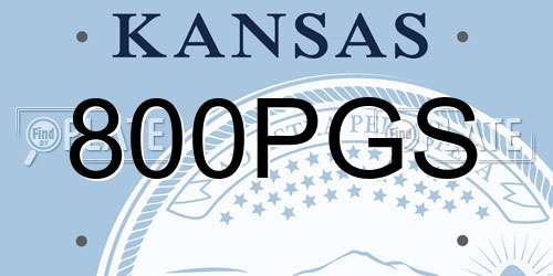 800PGS Kansas License Plate