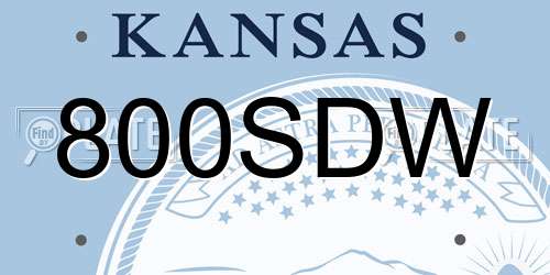 800SDW Kansas License Plate