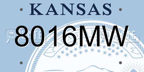 8016MW Kansas License Plate