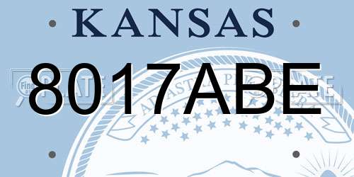 8017ABE Kansas License Plate