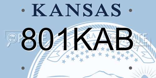 801KAB Kansas License Plate