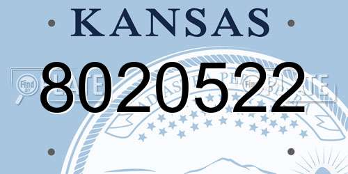 8020522 Kansas License Plate