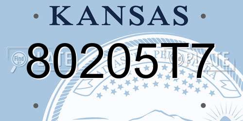 80205T7 Kansas License Plate