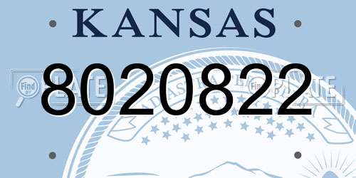 8020822 Kansas License Plate