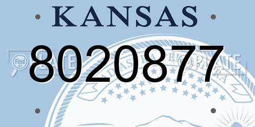 8020877 Kansas License Plate