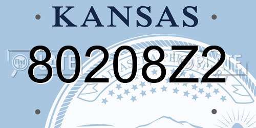 80208Z2 Kansas License Plate
