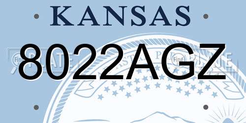 8022AGZ Kansas License Plate
