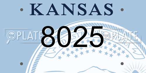 8025 Kansas License Plate