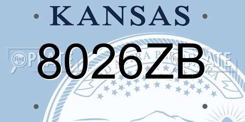 8026ZB Kansas License Plate
