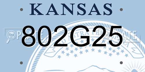 802G25 Kansas License Plate