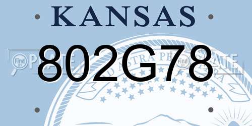 802G78 Kansas License Plate