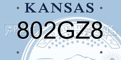 802GZ8 Kansas License Plate