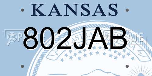 802JAB Kansas License Plate