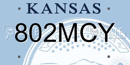 802MCY Kansas License Plate