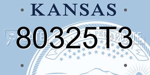 80325T3 Kansas License Plate
