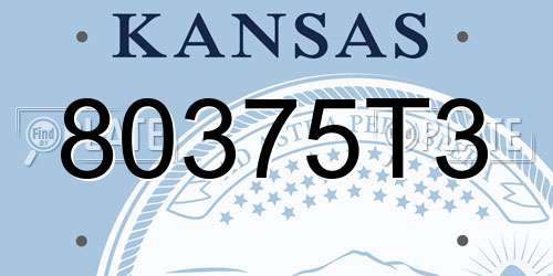80375T3 Kansas License Plate