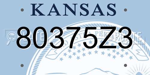 80375Z3 Kansas License Plate