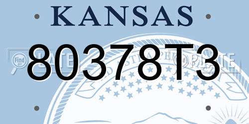 80378T3 Kansas License Plate