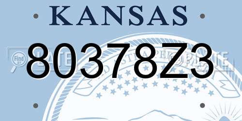 80378Z3 Kansas License Plate