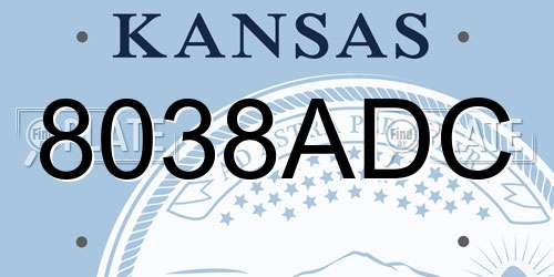 8038ADC Kansas License Plate