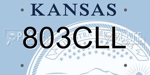 803CLL Kansas License Plate