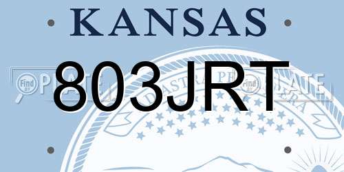 803JRT Kansas License Plate