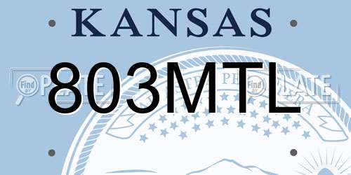 803MTL Kansas License Plate