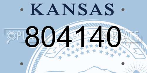 804140 Kansas License Plate