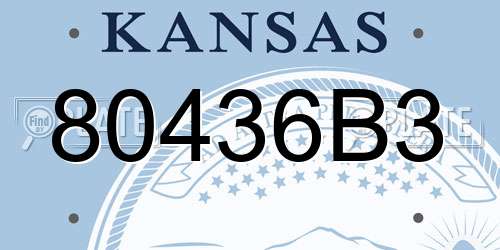80436B3 Kansas License Plate