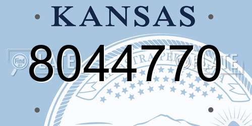 8044770 Kansas License Plate