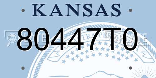 80447T0 Kansas License Plate