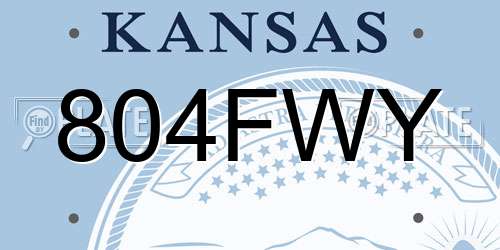 804FWY Kansas License Plate