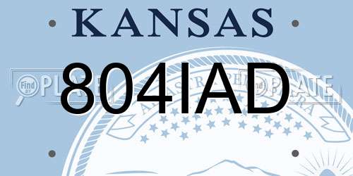 804IAD Kansas License Plate