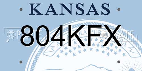 804KFX Kansas License Plate
