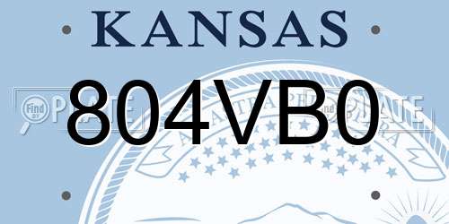 804VB0 Kansas License Plate