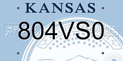 804VS0 Kansas License Plate
